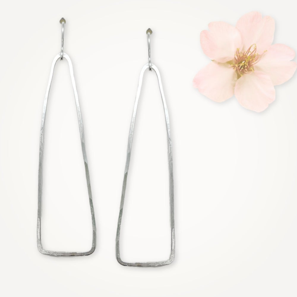 Triangle Earrings - Hammered Long Triangle Shaped Dangle Earrings good - Geometric Earrings - Silver Triangle Drop Earrings