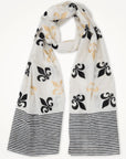 Block Printed Fleur de Lis Scarf