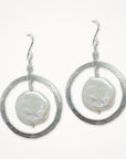 Organic Hoop Earrings • Choice of Coin Pearl