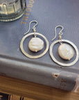 Organic Hoop Earrings • Choice of Coin Pearl