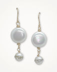 Rhinestone Coin Pearl Earrings