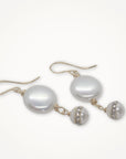 Rhinestone Coin Pearl Earrings