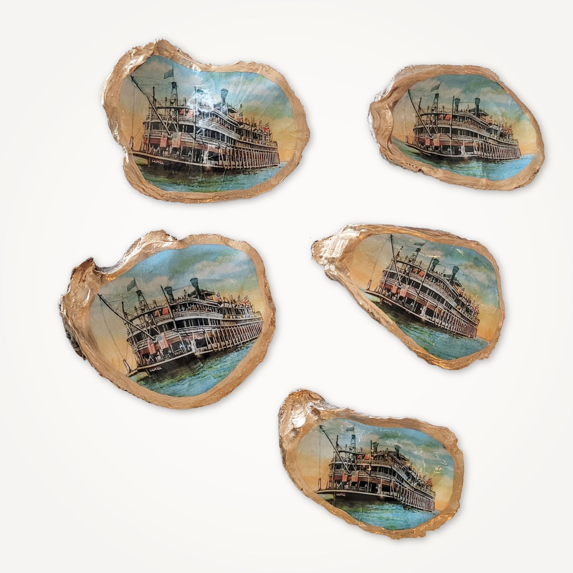 Paddle Boat Ornament • Oyster Shell