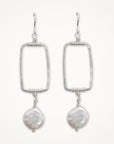 Vertical Frame Earrings • Coin Pearl