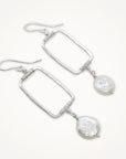 Vertical Frame Earrings • Coin Pearl