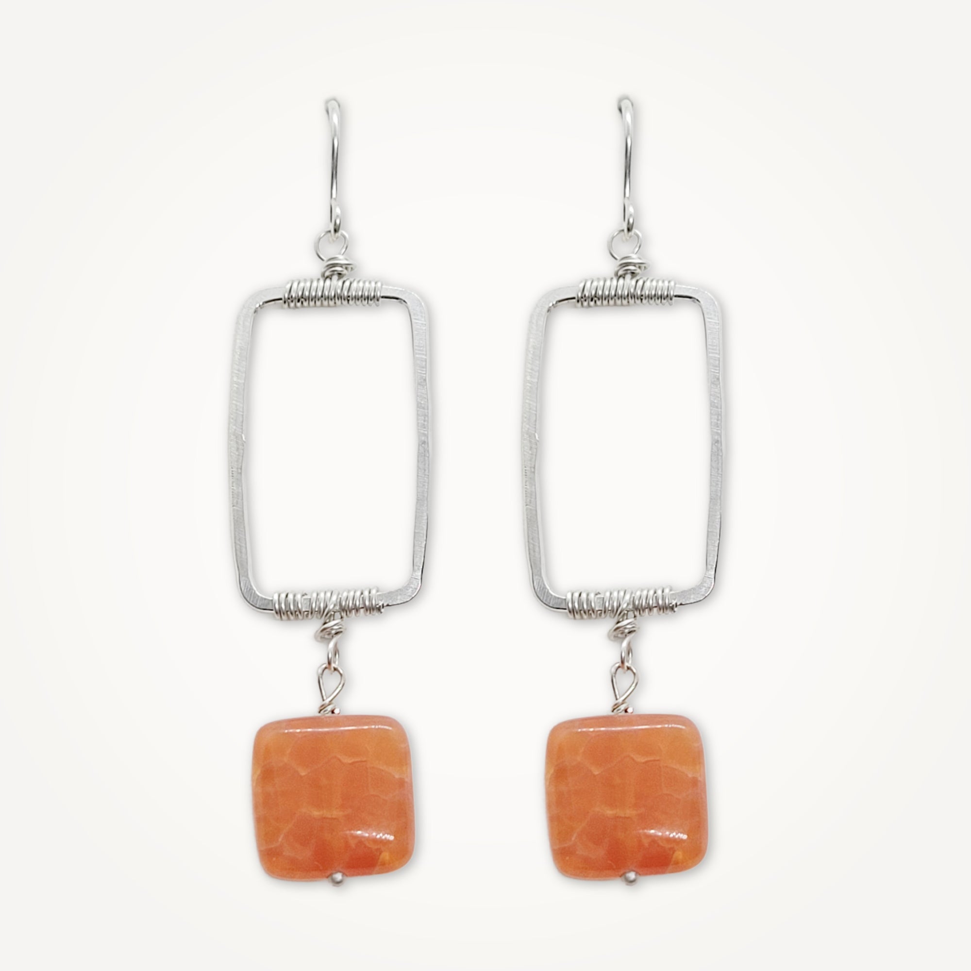 Vertical Frame Earrings • Fire Agate