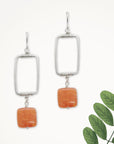 Vertical Frame Earrings • Fire Agate