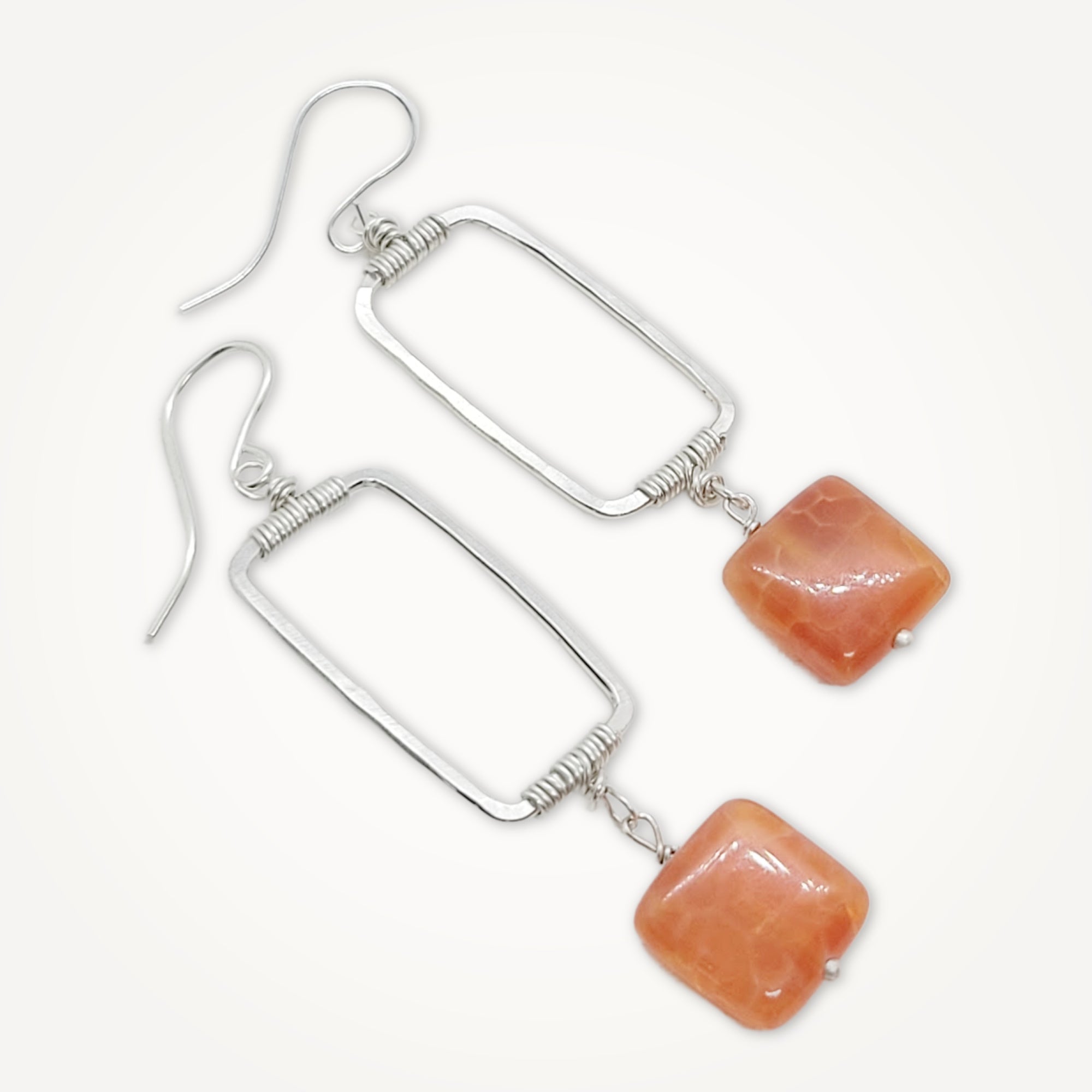 Vertical Frame Earrings • Fire Agate