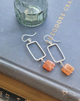 Vertical Frame Earrings • Fire Agate